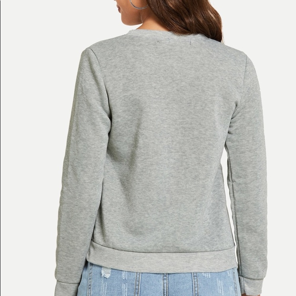 BABE sweatshirt gray black casual pullover top - Picture 3 of 3